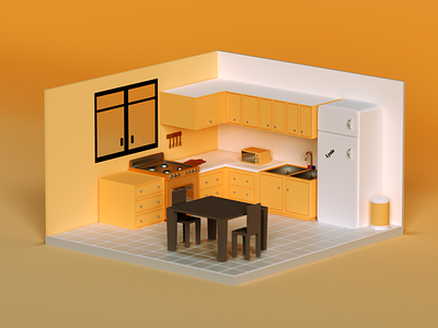 Kitchen (Lyzie) 3d c4d cinema4d decoration home house illustration kitchen octane