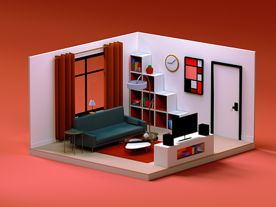 Living Room (Lyzie) 3d c4d cinema4d decoration home house illustration livingroom octane
