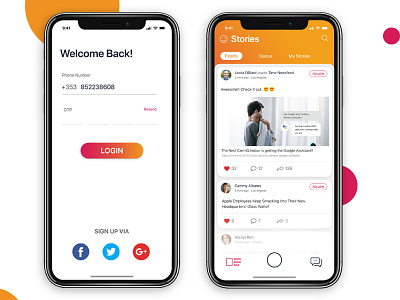 Feeds feeds ios login story timeline ui