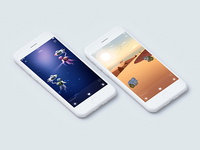 Situational voice chat app astronaut desert illustration space ui