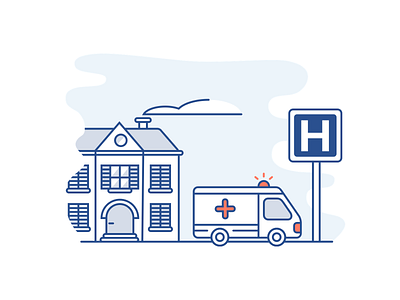 Ambulance ambulance car home hospital icon illustration vector