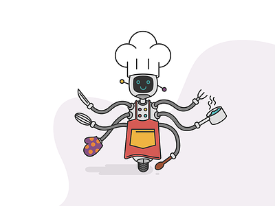 Robot cooking cook illustration robot smile vector