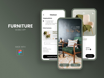 Furniture Shop App UI Design app design graphic design illustration typography ui