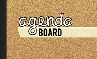 Agenda Board black cork hand written white