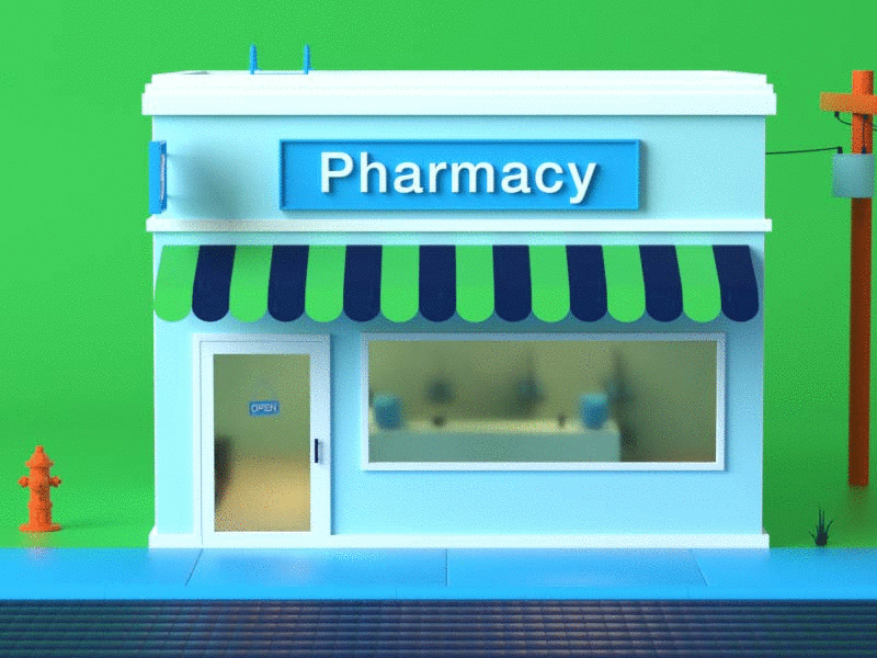 Pharmacy Build 3d animation c4d cute illustration octane