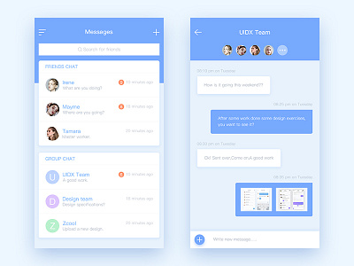 App Page - Chat Page 100days app blue chat app design player ui ux