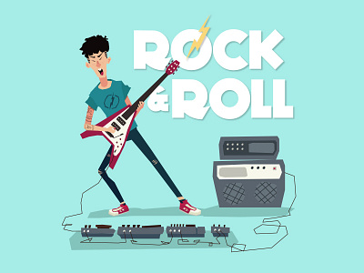 Rocker character guitar illustration music rock vector