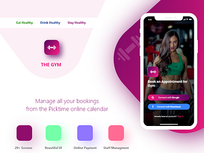The Gym - The Gym Appointment Booking App appointment app appointment booking app dailyui gym app illustration logo mobile app mobile application ui
