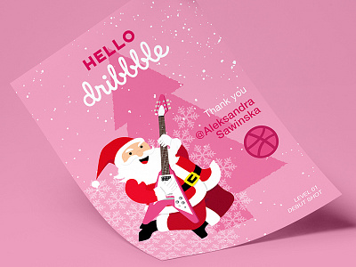Hello Dribbble! christmas debut debut shot design dominic dominic dosdos dosdos hello dribbble level 01 poster santa