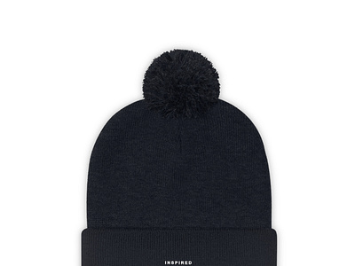 Embroided True Navy Pom Pom Beanie