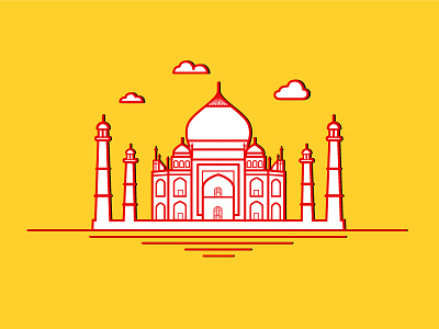 Taj Mahal 2d creative illustration illustrator line minimal shot simple stoke wonder yellow