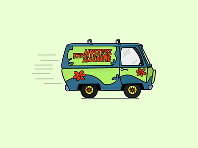 The Mystery Machine - Scooby Doo 2d 7 cute green illustration illustrator minimal red shot vehilce