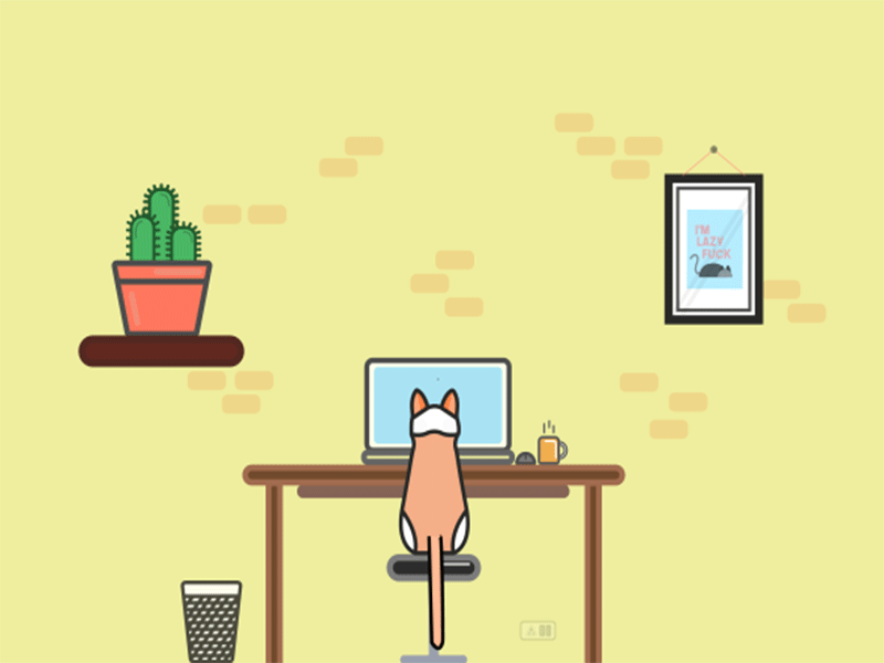 Busy Cat 2d cat coffee design gif illustrator tail wall workspace