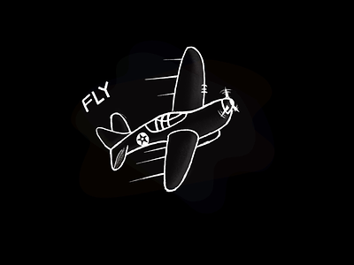 The plane 2d aviator black and white design fly illustration plane procreate