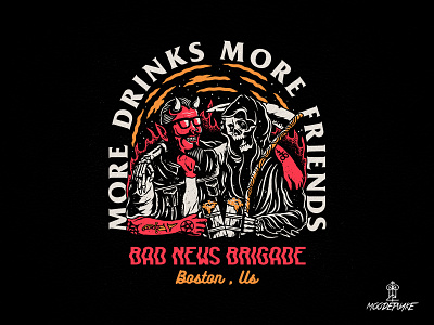 More Drinks More Friends apparel design artwork brand clothing drawing illustration tshirt design