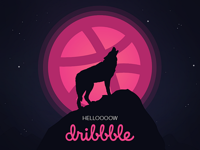 Helloooooow Dribble dribbble first shot firstshot hello invite pink player thanks welcome wolf