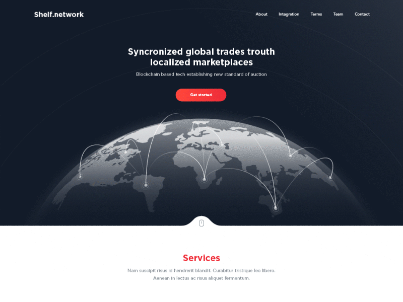 Shelf.Network landing page animation block chain bregvadze design gio giorgi globe isometric landing page ui ux vector web webdesign website