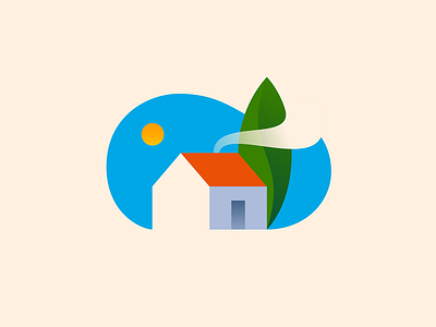 Home - Colored 🏡 bregvadze color gio giorgi home house illustration logo mark nature negative space sun symbol