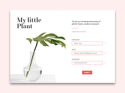 Daily UI 001 - Sign Up 001 daily ui plants sign up