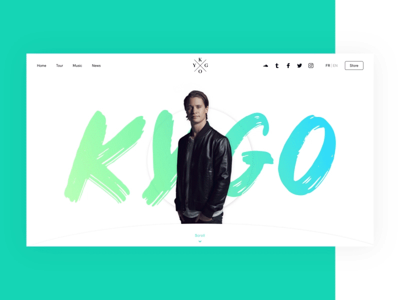 Kygo - Concept animation clean dj kygo landing minimalism music website