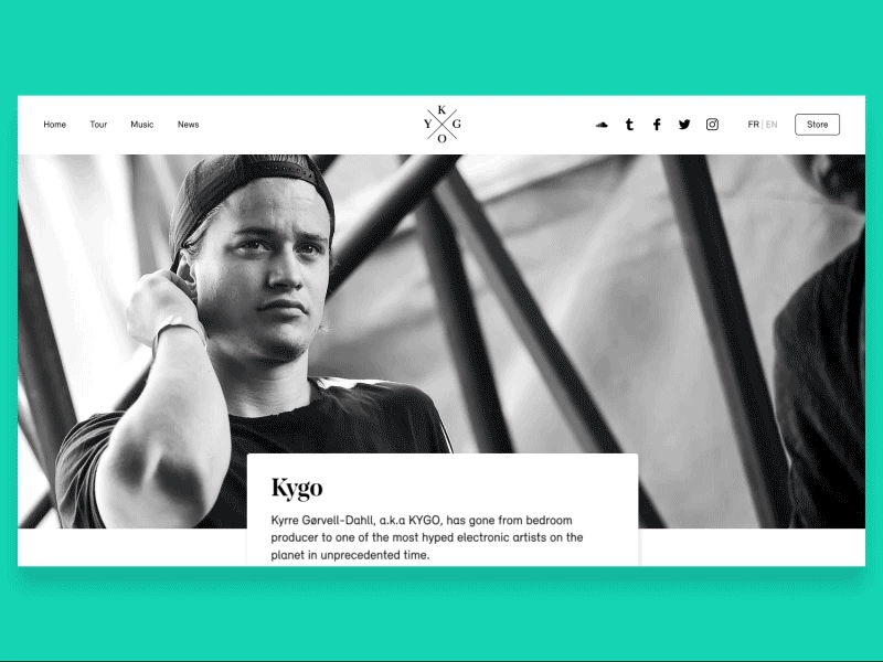 Kygo - Concept music page animation clean dj kygo minimalism music website