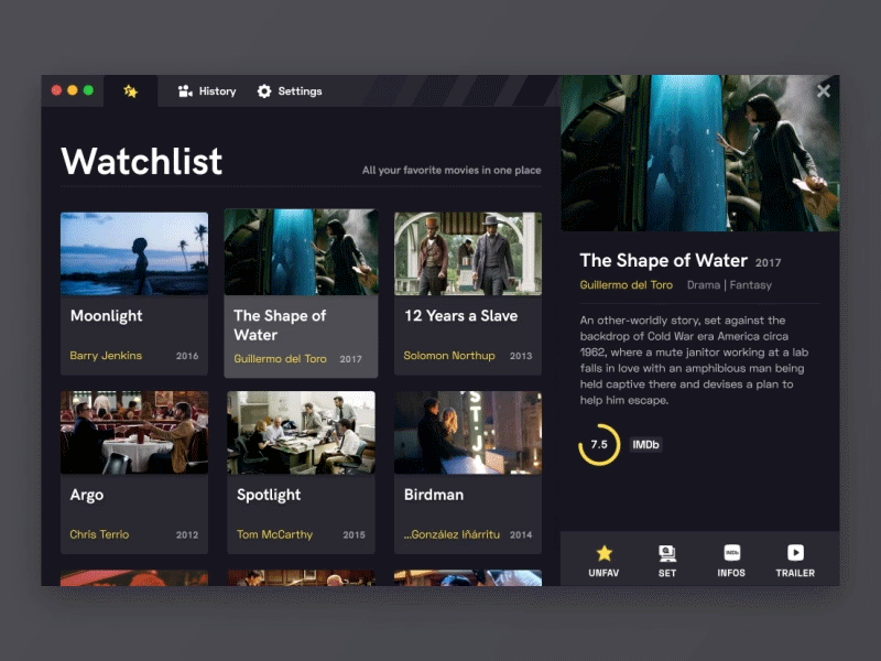 My Movie Desktop - Watchlist animation app interaction interface movie my movie desktop ui watchlist