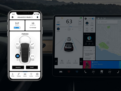 Tesla x Uber - App animation app application car interface ios model 3 tesla uber