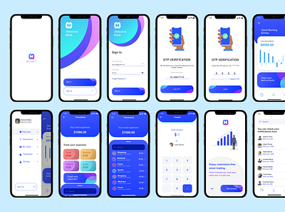Finance App Mobile Ui Design app branding design graphic design illustration logo typography ui ux vector