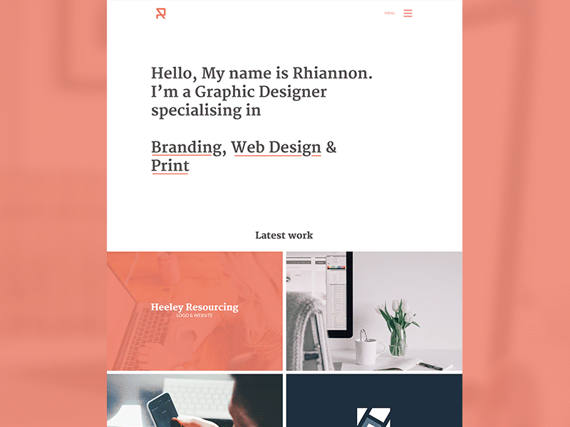 Portfolio landing page branding gif personal branding portfolio self branding web design website wip