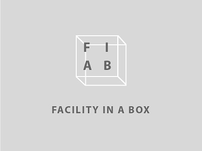 Facility in a box box brand branding grey logo