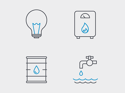 Sector Icons: Electricity, Gas, Oil, Water electricity gas icon icons illustration line icon oil outline water