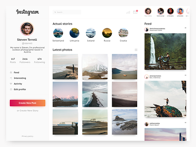 Daily UI #006 - User Profile, Instagram redesign