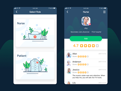 nurse app app design icon illustration ui ux