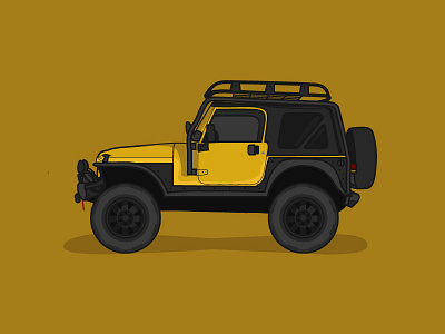 Jeep illustration jeep lineart orange vector