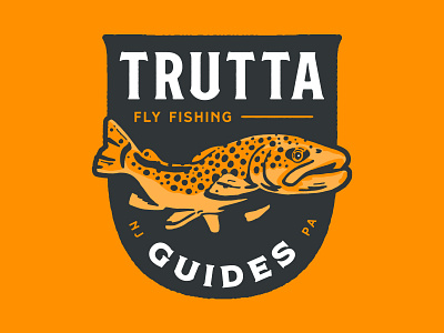 Trutta Guides Logo badge design fly fishing illustration logo trout