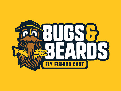 Bugs & Beards Fly Fishing Podcast Logo branding design flyfishing illustration logo logo design trout