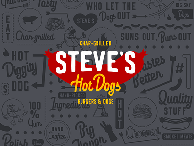 Steve's Hot Dogs Branding branding design food hot dog illustration logo restaurant typography