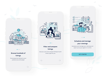 Onboarding screens for a property investment app illustration onboarding property real estate ui vector vector illustrations