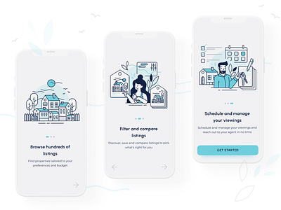 Onboarding screens for a property investment app