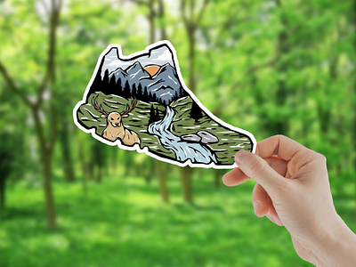 Shoes Hiking Sticker Illustration