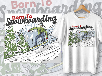 Born To Snowboarding Illustration adventure design illustration retro tshirt