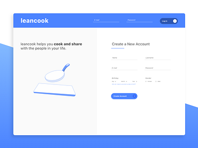 Leancook Login - Sign up page