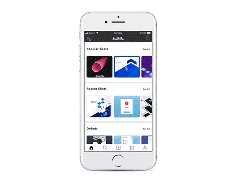 Dribbble mobile app Redesign