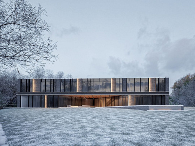 Exterior Conceptual Rendering of a building in winter.