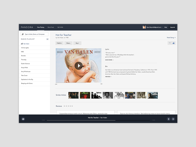 Pandora Redesign by Bryce Thompson on Dribbble