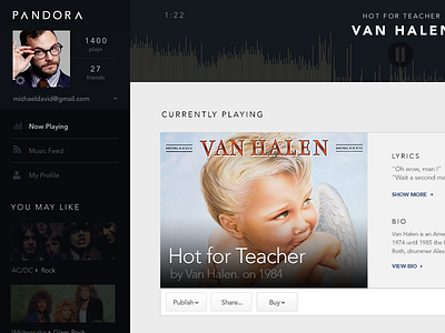 Pandora Redesign v2 app avenir handsome challenge media music pandora player redesign ui ux