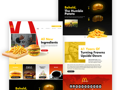 McDonalds Redesign Concept fastfood hamburgers marketing mcdonalds red redesign ui ux web design yellow