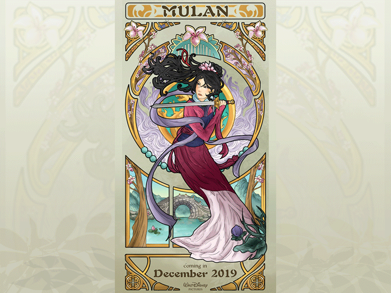 Mulan - Art nouveau art nouveau drawing illustration mucha mulan