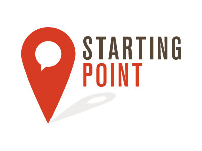 Starting Point logo map pin word bubble