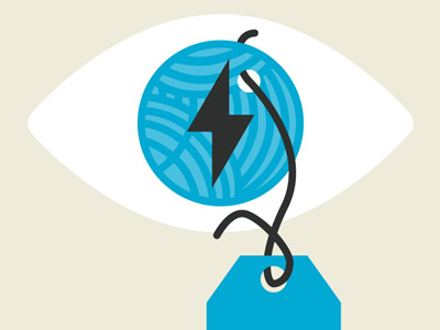 Eye eye illustration lightning bolt string tag